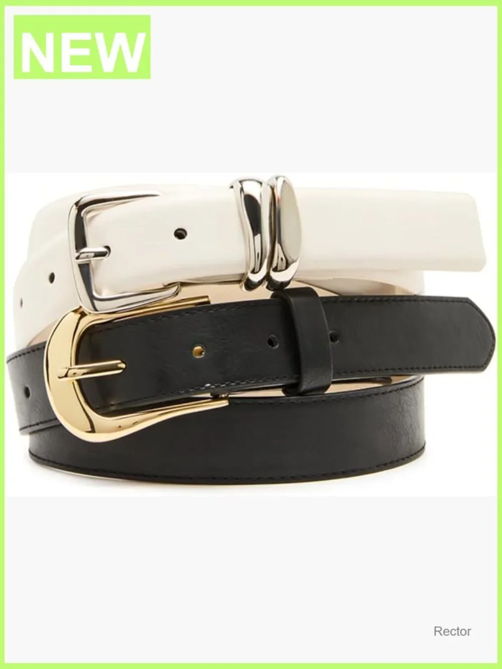 Two Pack Reversible Pant Belt 30mm Wide PU Leather Buckle Closure